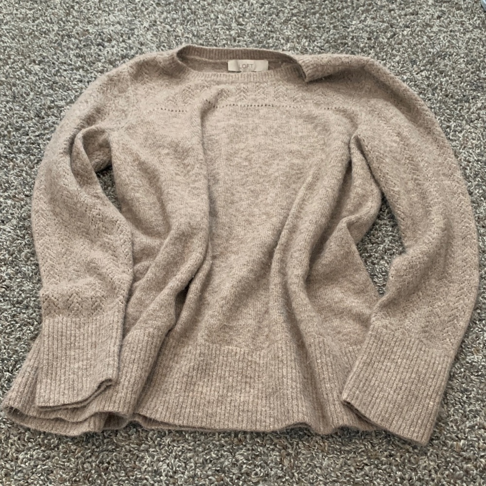 LOFT Soft Taupe Crew Neck Sweater